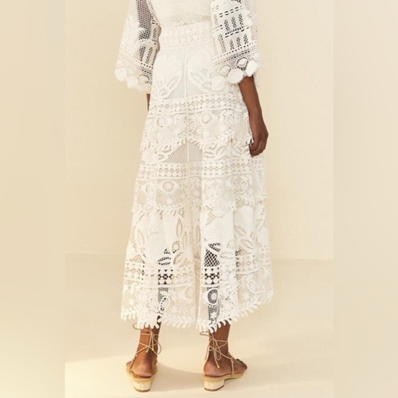 NWT Farm Rio Alucina Luz Guipure Lace Midi Skirt. Size XL - Picture 2 of 8